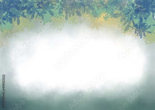 tropical frame floral template that combines various green leaves.