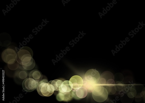 Gold circular light effect Abstract black background for copy space.