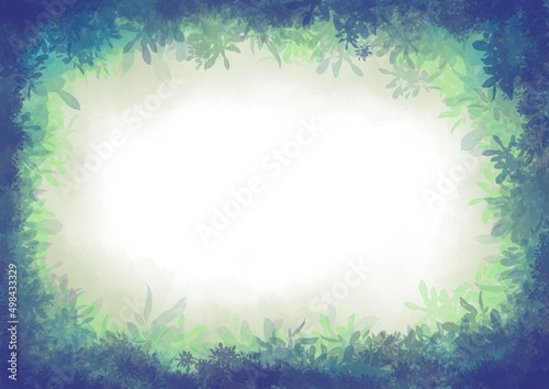 tropical frame floral template that combines various green leaves.