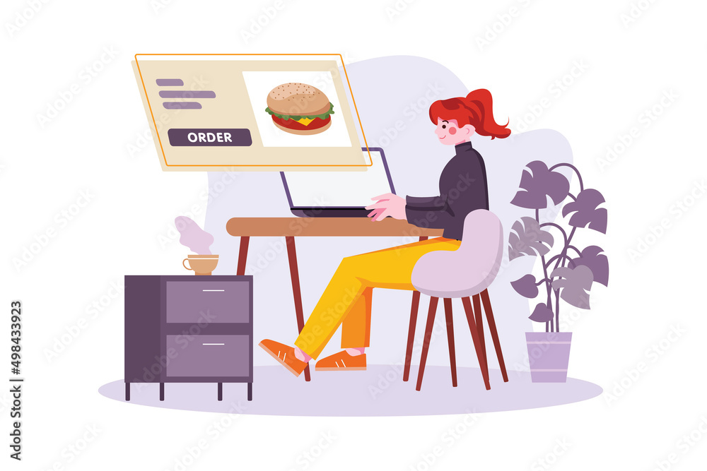 Food Delivery Illustration concept. Flat illustration isolated on white background Food Delivery Illustration concept. Flat illustration isolated on white background