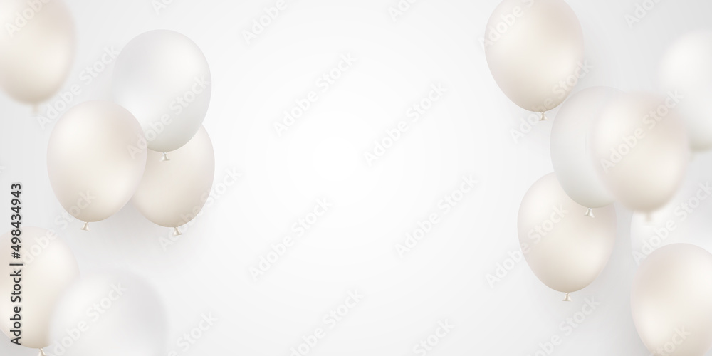 Fototapeta premium White elegant design 3d balloons for celebration party vector illustration.