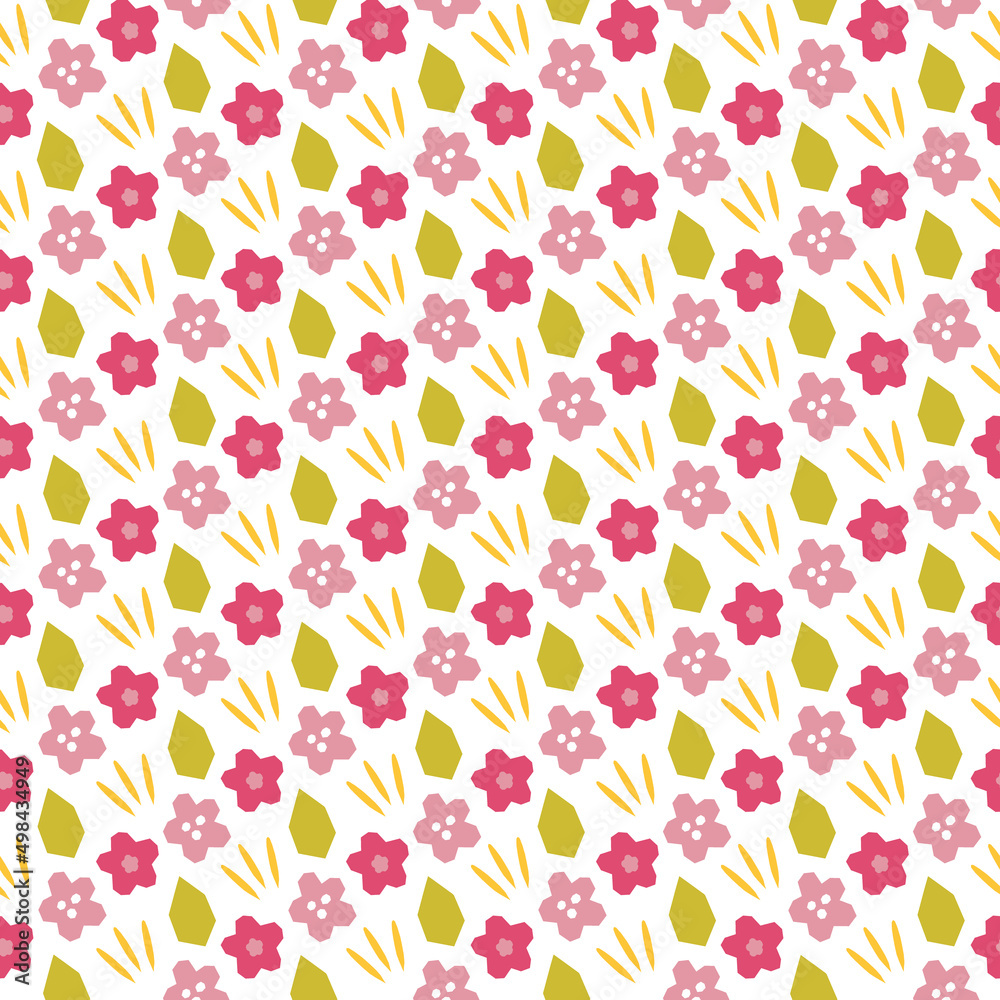 Abstract botanical seamless pattern. Simple flower shape Abstract botanical seamless pattern. Simple flower shape