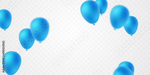 Fotografiet Celebration background with blue balloons for party vector illustration