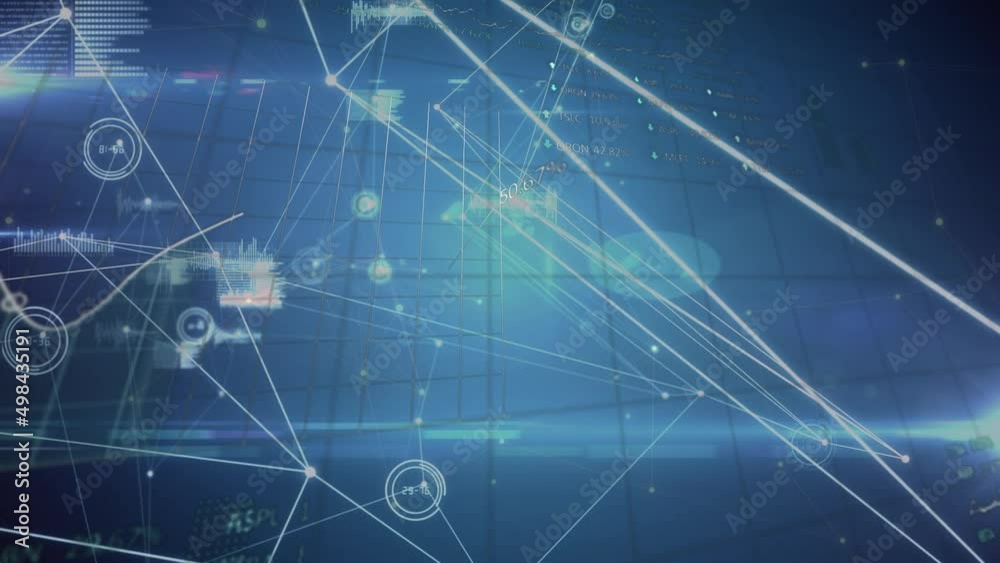 Animation of data processing on blue background Animation of data processing on blue background