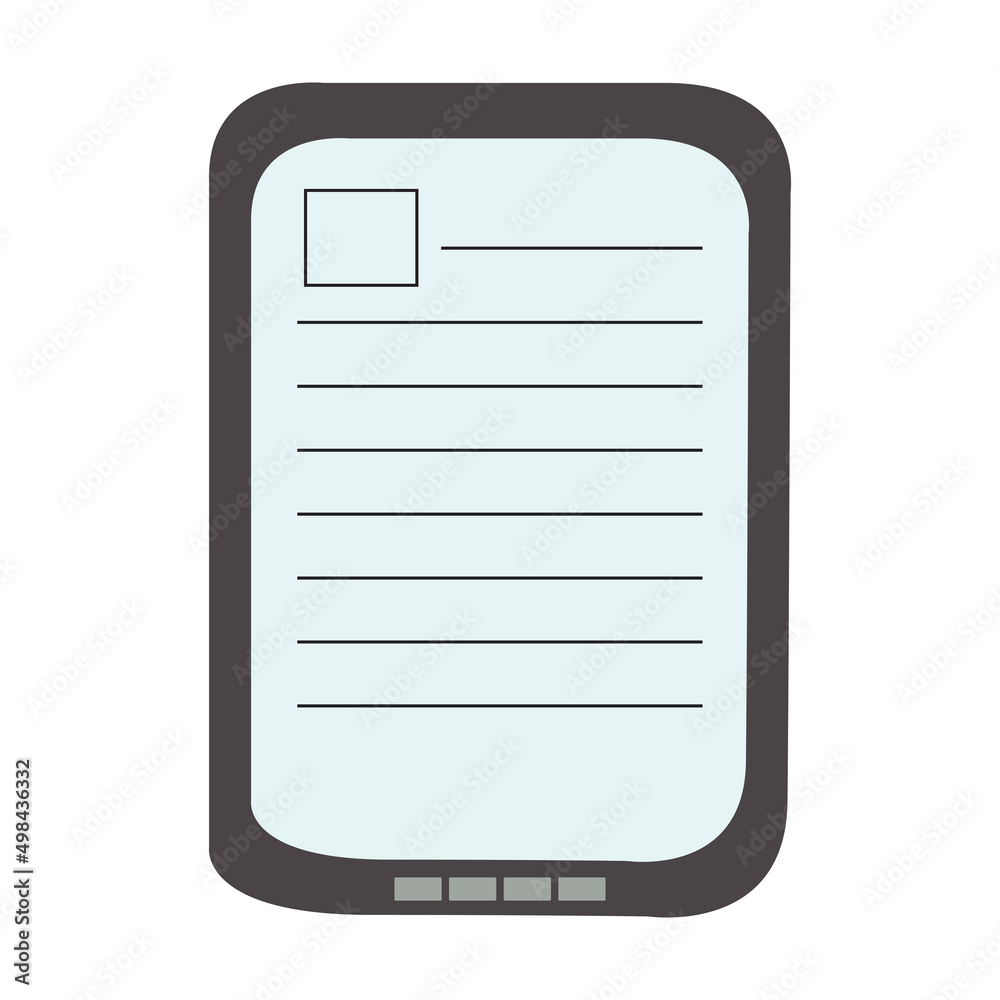 Ebook in cartoon flat style isolated on white background, learning concept illustration