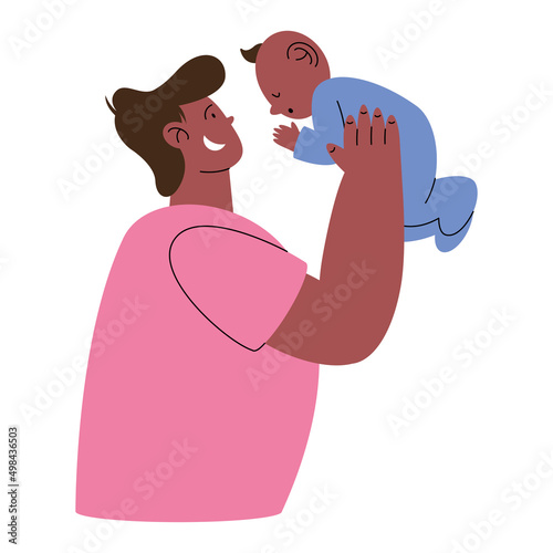 afro father lifting baby