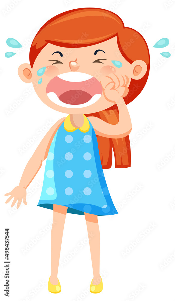 A girl in blue dress crying cartoon character A girl in blue dress crying cartoon character