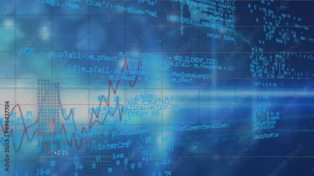 Animation of data processing over blue background Animation of data processing over blue background