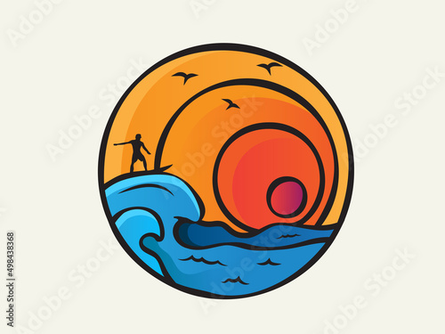 surfers are playing in the middle of the ocean under the sun