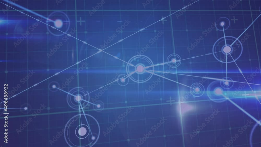 Animation of network of connections over blue background Animation of network of connections over blue background