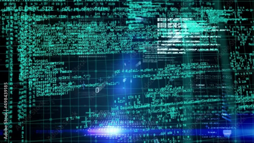 Animation of light trails over data processing on black background Animation of light trails over data processing on black background