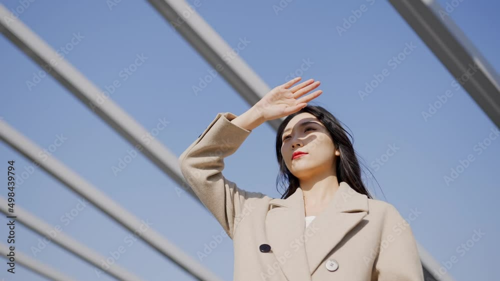young beautiful woman standing on the bridge in modern city
young beautiful woman standing on the bridge in modern city