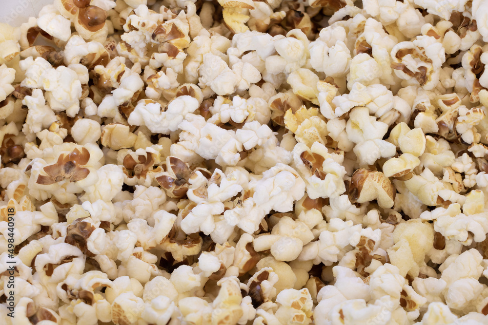 Close up shot of cooked popcorn texture background Close up shot of cooked popcorn texture background