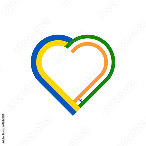 heart ribbon icon of ukraine and india flags. vector illustration isolated on white background