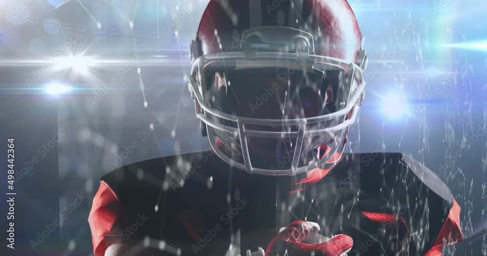 Animation of shapes moving with male american football player Animation of shapes moving with male american football player