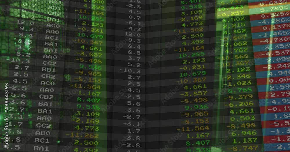Animation of stock market over server room Animation of stock market over server room