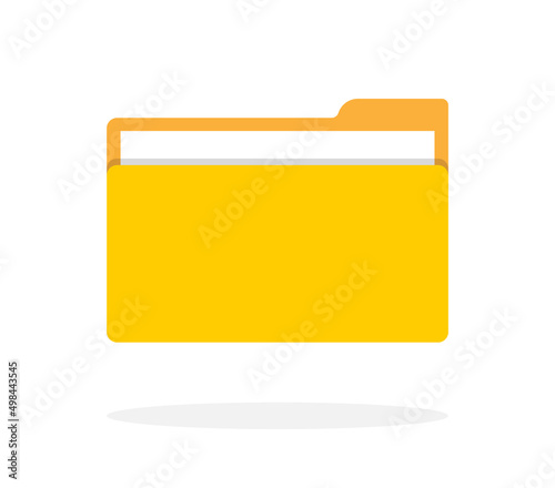 File folder. File folder icon. Document in computer. Data and archive icon in flat style with shadow. Web archive and web directory. Pc graphic elements. Color symbol. Vector