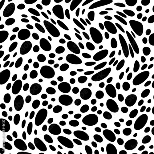 Big & Small polka dot pattern background.Black and white seamless polka dot pattern vector.Seamless pattern. Big dots wallpaper. Circles ornament. Polka dot motif. Circular figures backdrop. 