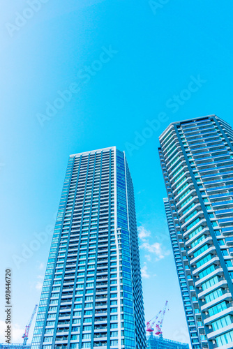 Landscape photograph looking up at a high-rise apartment_c_61