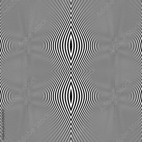 Abstract Black and White Geometric Pattern with Waves. Striped Structural Texture. Raster Illustration.Black and white stripes made in illustrator and rasterized.Stripes pattern for backgrounds.