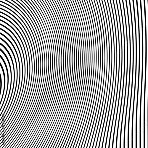 Abstract pattern of wavy stripes or rippled 3D relief black and white lines background. Vector twisted curved stripe modern trendy.3D visual effect, illusion of movement, curvature. Pop art design.