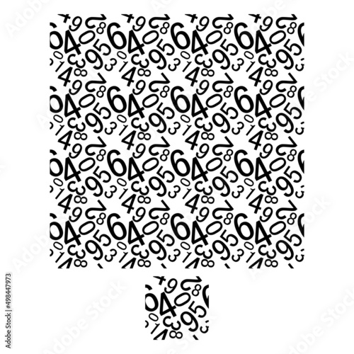Seamless pattern - Numerical.Illustrations of random English Numerical simple letters on white background. Educational concept.Seamless vector black on white letters pattern