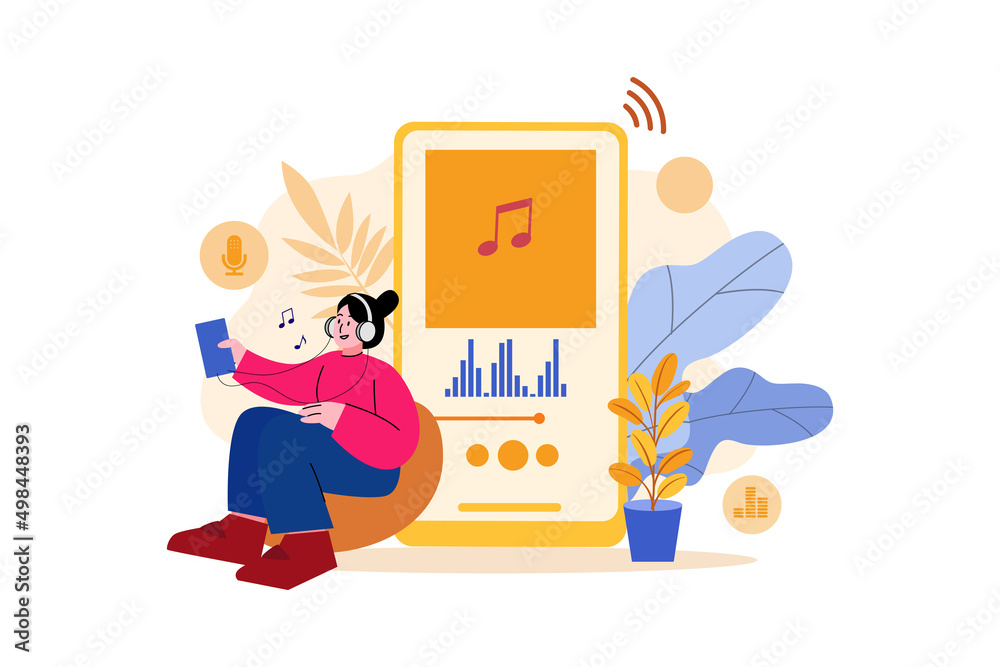 Podcast Audio Illustration concept. Flat illustration isolated on white background Podcast Audio Illustration concept. Flat illustration isolated on white background