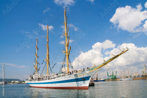 Old sailing vessel in port