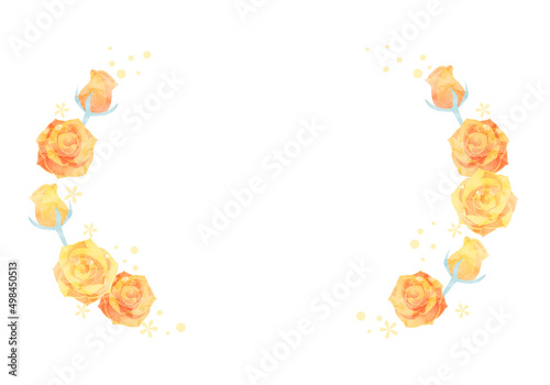 父の日の黄色いバラの花のベクターイラストフレーム背景(art,flower,bloom,father,dad,daddy)