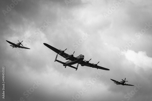 Black and white image of the Battle of Britain memorial flight