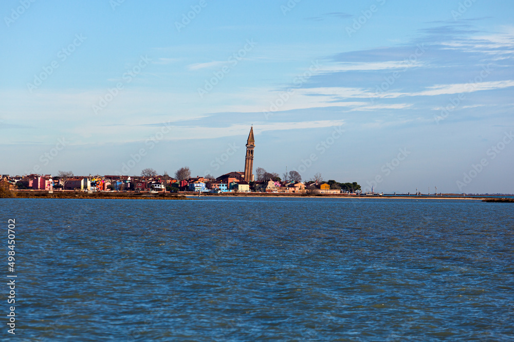 Leaning Bell Tower of the Church of San Martino in Burano Island - Venice Italy