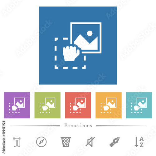 Grab image to upload flat white icons in square backgrounds