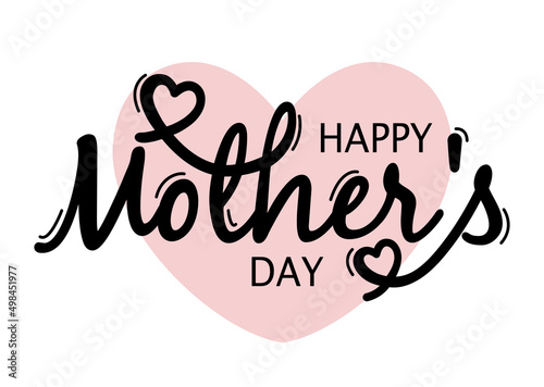 Happy Mothers Day heart typography sketch vector. Mother's day calligraphy banner