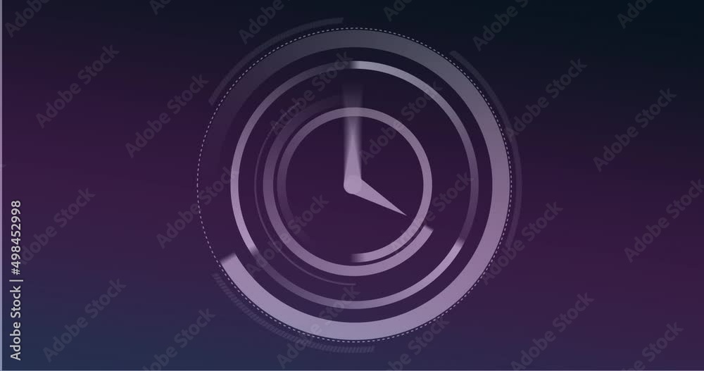 Animation of clock moving on black background