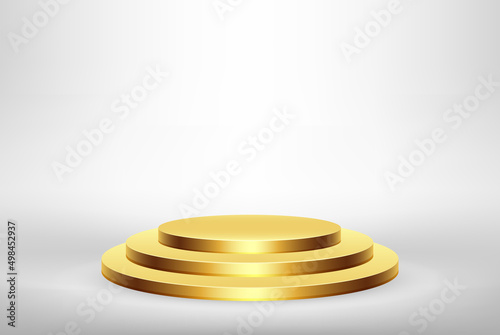 Golden winners podium on light gray background for business concepts, podium object. Vector illustration