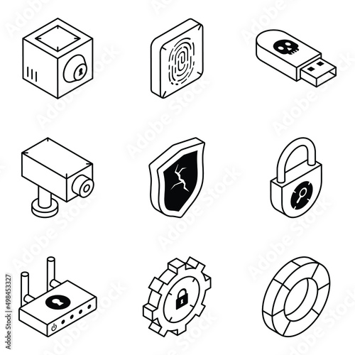 Pack of Security Services Isometric Icons