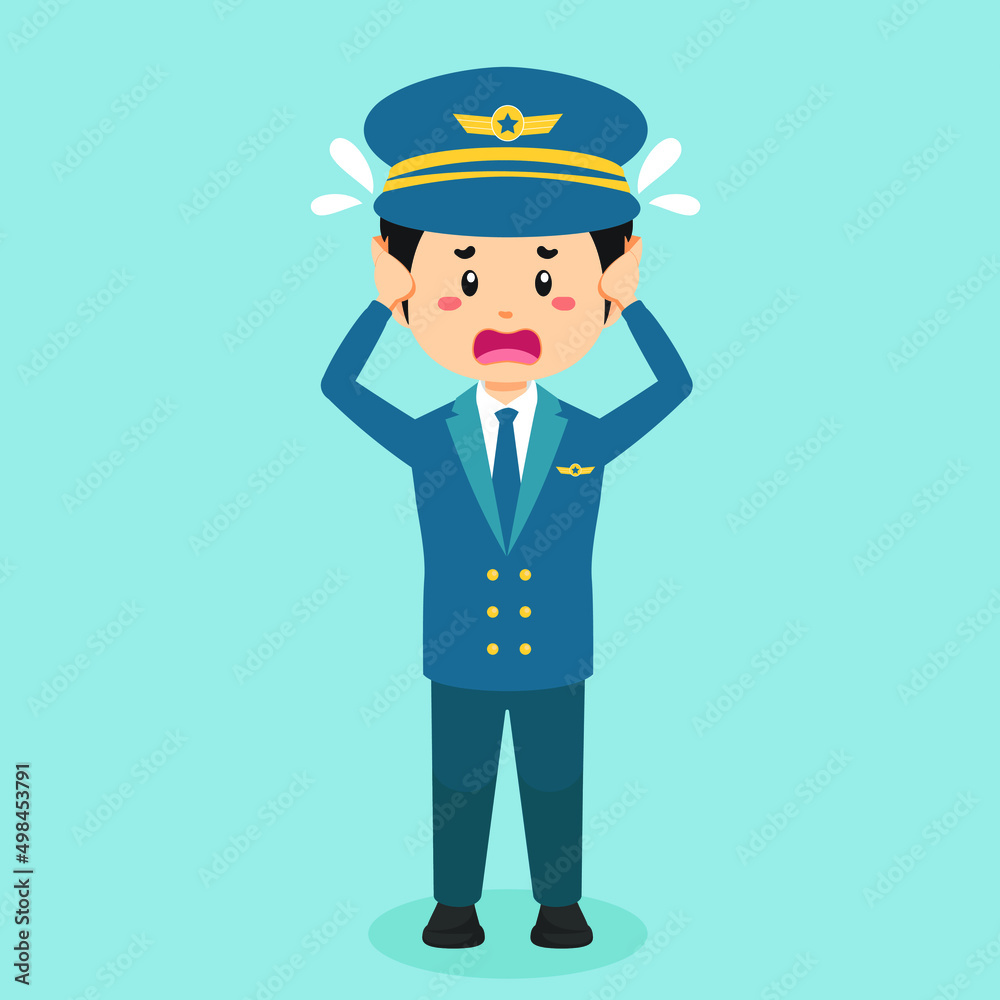 Stock Vector Confused Pilot