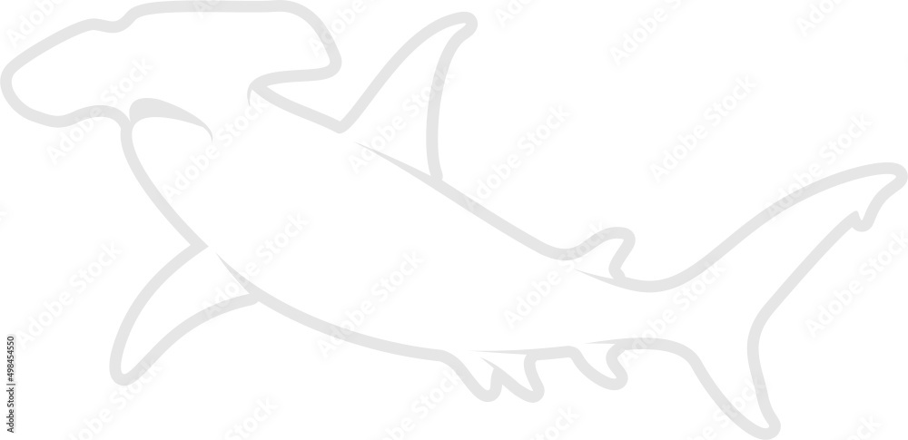 Hammerhead Shark Silhouette. Isolated Vector Animal Template for Logo Company, Icon, Symbol etc  - obrazy, fototapety, plakaty 