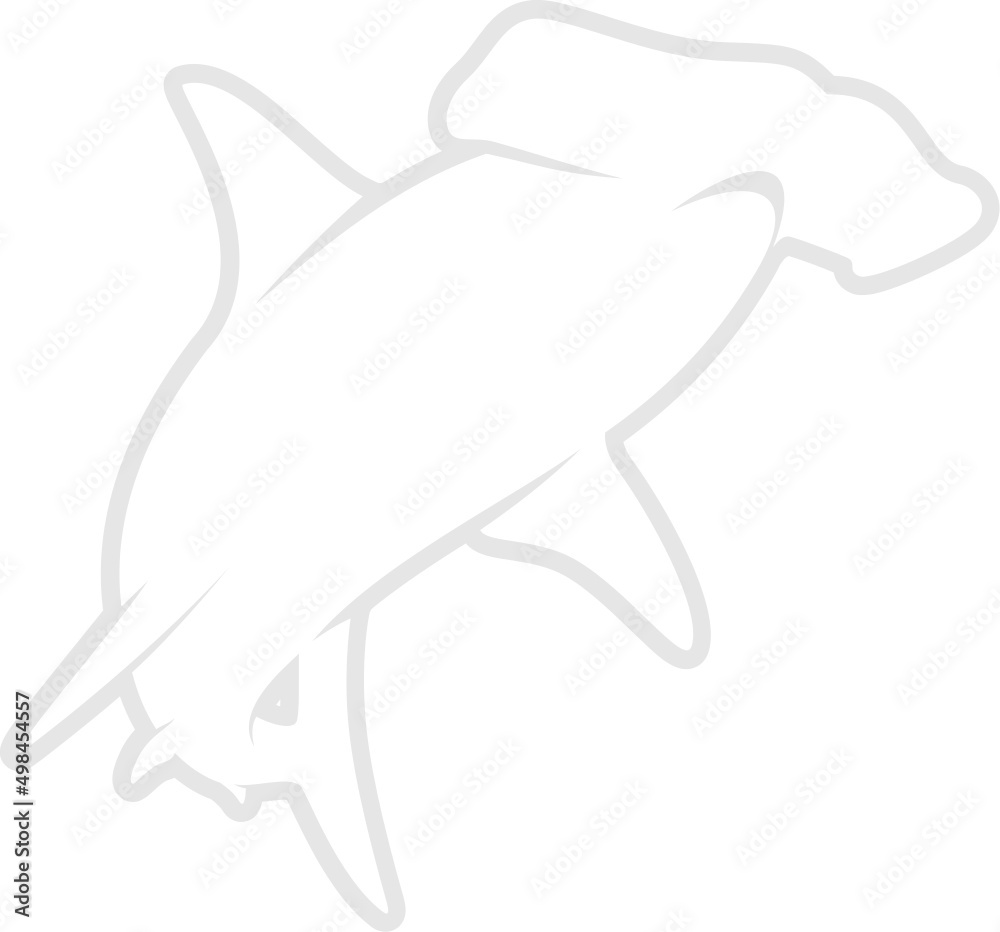 Hammerhead Shark Silhouette. Isolated Vector Animal Template for Logo