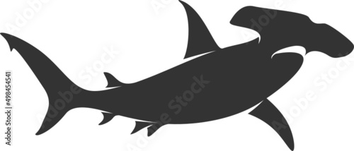 Hammerhead Shark Silhouette. Isolated Vector Animal Template for Logo Company, Icon, Symbol etc 