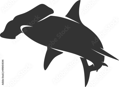 Hammerhead Shark Silhouette. Isolated Vector Animal Template for Logo Company, Icon, Symbol etc 