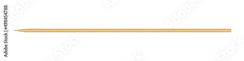 Wooden skewer with pointed tip. Disposable bamboo thin long skewer. Chopstick. Chinese food stick. Wooden toothpick. Isolated realistic vector illustration on white background. photo