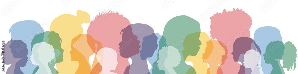 Children of different ethnicities stand side by side together. Flat vector illustration.