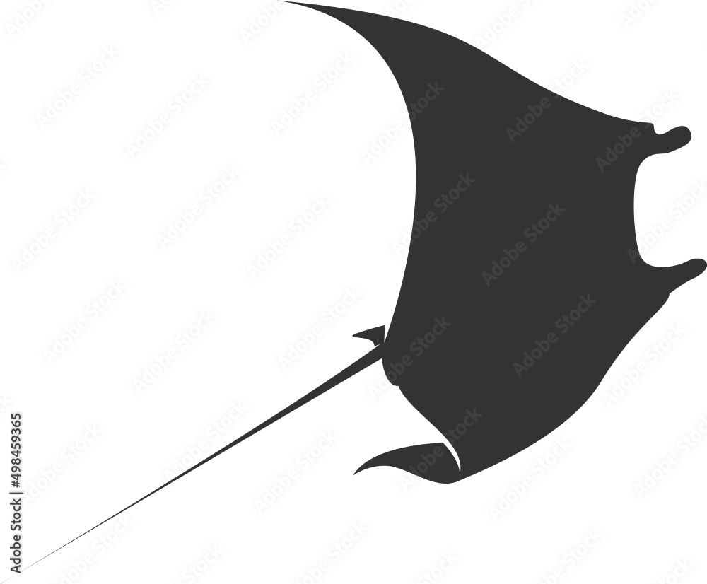 Manta Ray Silhouette. Isolated Vector Animal Template For Logo Company 