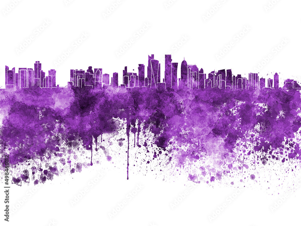 Doha skyline in watercolor
