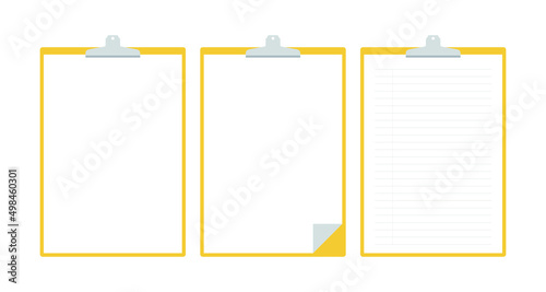 Simple clip, document, clipboard, paper, note binder frame illustration set. photo