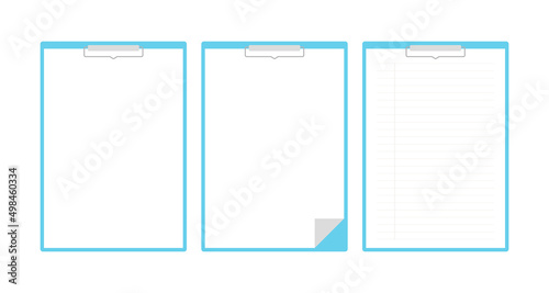 Simple clip, document, clipboard, paper, note binder frame illustration set. photo