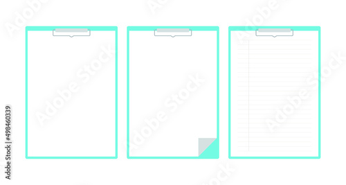 Simple clip, document, clipboard, paper, note binder frame illustration set.