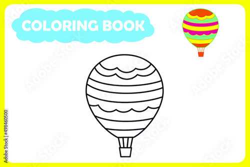 template for children's coloring book. color example. aerostat vector illustration