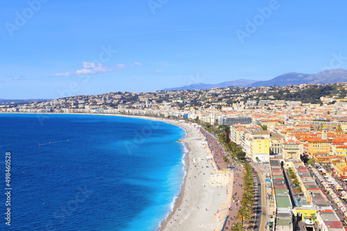 View at the city Nice, the Promenade des Anglais, the beach and the mediterranean sea, France © Ina Meer Sommer